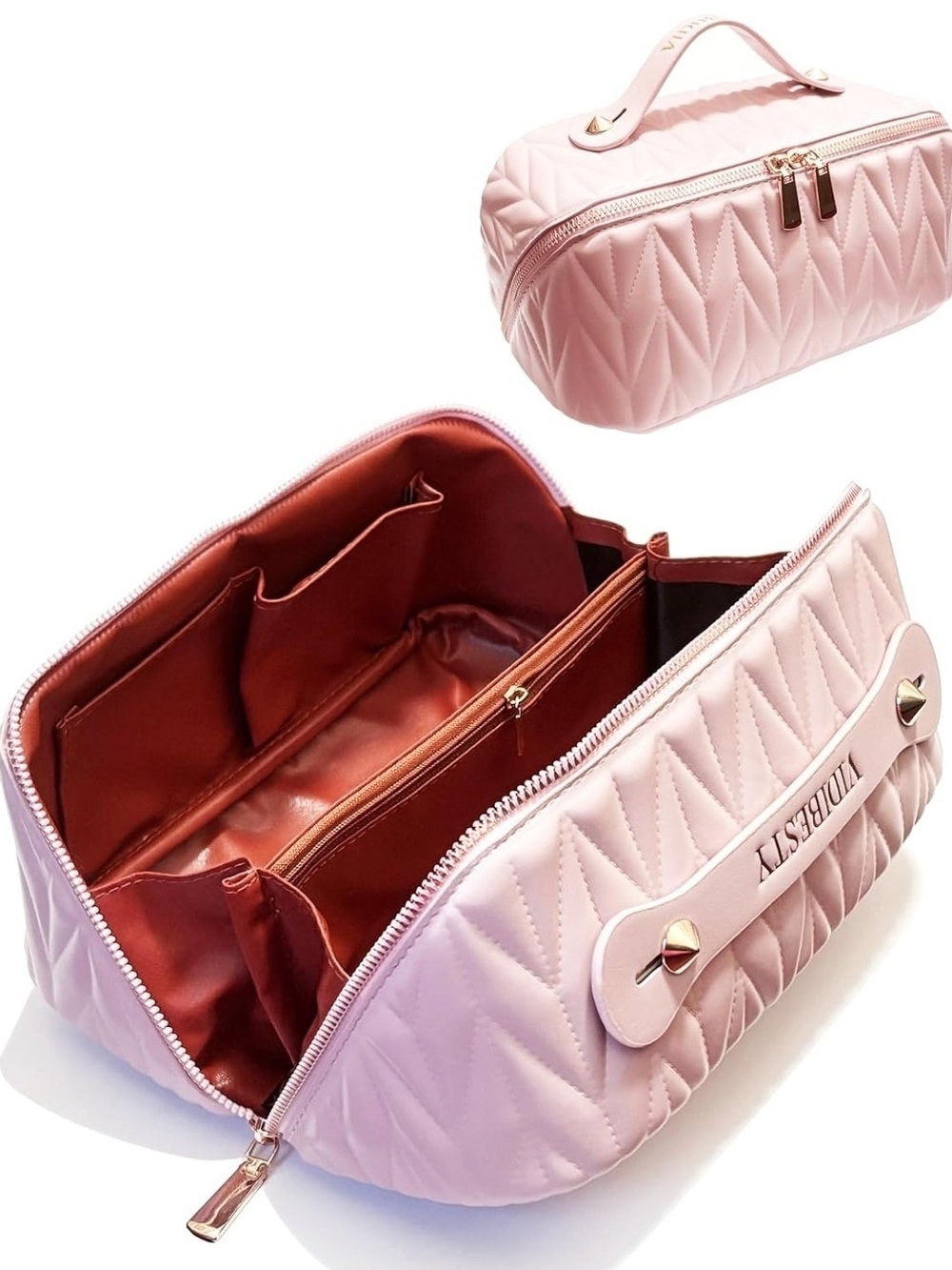 Pink Quilted Cosmetic Travel Case